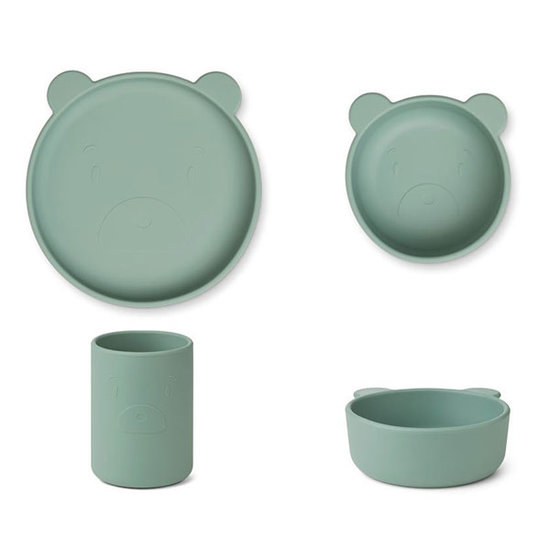 Liewood Liewood Cyrus silicone dinner set Mr bear peppermint