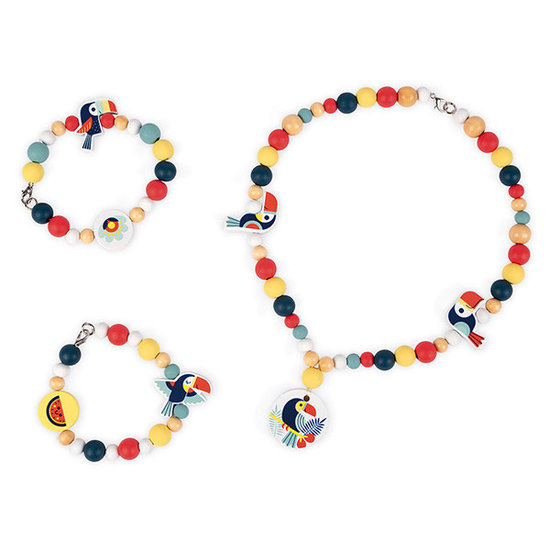 Janod speelgoed Janod Birdy wooden beads Toucans