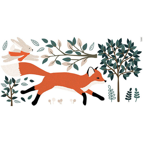 Lilipinso Lilipinso sticker mural XL M. Fox Mr Fox forest running