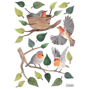 Lilipinso muurstickers Queyran Robins Redbreast A3