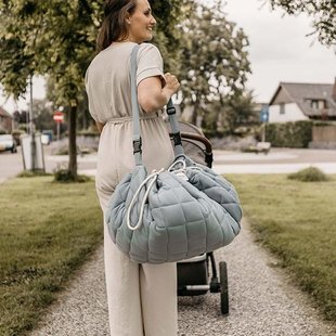 Tapis de jeu et sac Organic Dusty Blue Soft - Play and Go