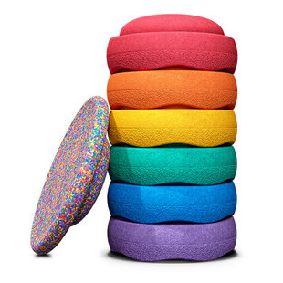 Stapelstein Rainbow Basic pierres empilees 6 pièces + PLANCHE D'EQUILIBRE CONFETTI