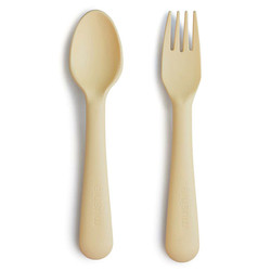 Mushie fork and spoon - Pale daffodil