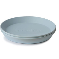 Mushie round dinnerware plates 2 pack - Powder Blue