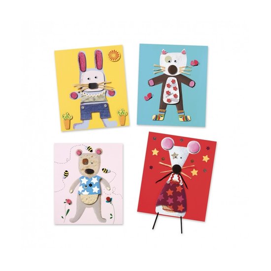 Djeco Boîte de bricolage amusant collages pour les petits - Animaux drôles - Djeco