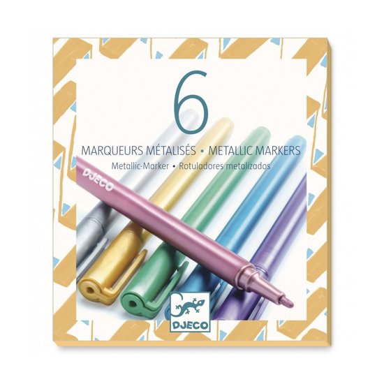 Djeco Beautiful set of 6 metallic markers - Djeco