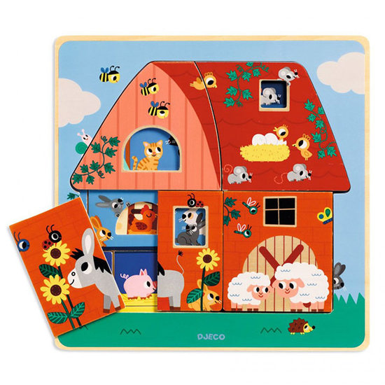 Djeco Djeco puzzle 3 layers Chez Moo +18M