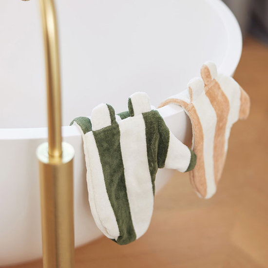 Jollein Gant de toilette Stripe Terry Leaf Green GOTS Jollein