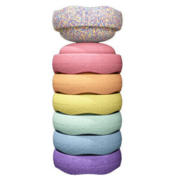 Stapelstein Pastel Rainbow stacking stones 6 + 1 Confetti