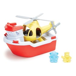 Green Toys rescue boat and helicopter