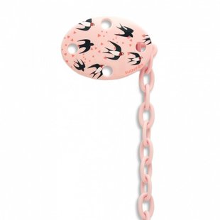 Suavinex pacifier clip oval Pink Swallows