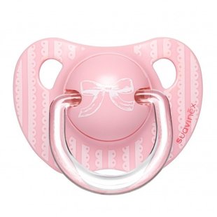 Suavinex ROSE & BLUE pacifier Anatomical sil 0-6M Bow Pink