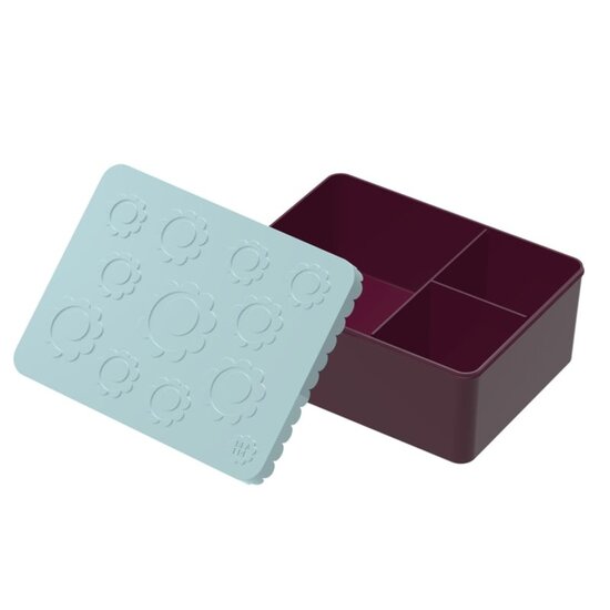 Blafre Lunch box bear flowers light blue-burgundy - Blafre