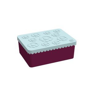 Lunch box bear flowers light blue-burgundy - Blafre