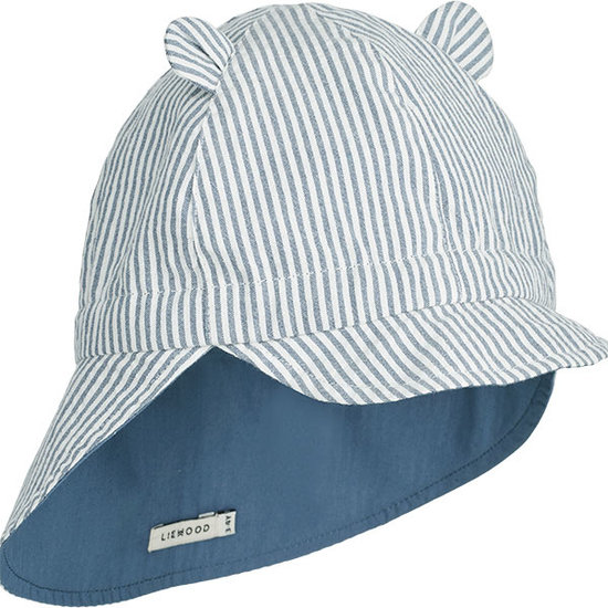 Liewood Liewood Gorm reversible Seersucker sun hat Stripe Blue Wave / Creme