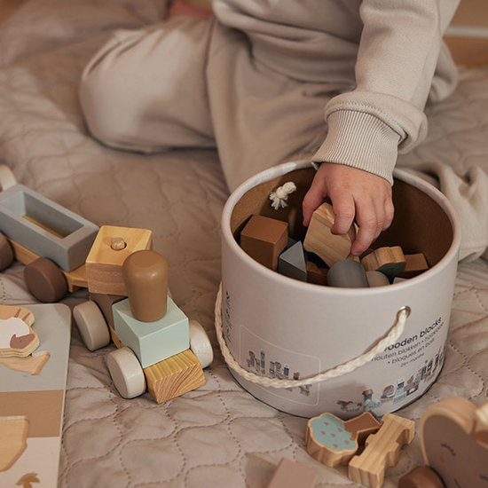 Jollein Jollein wooden blocks set Farm