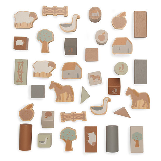 Jollein Jollein wooden blocks set Farm