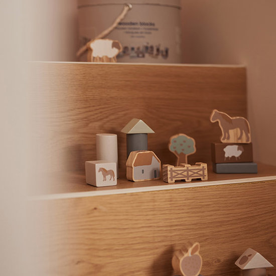 Jollein Jollein wooden blocks set Farm