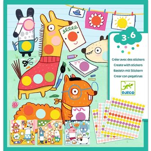 Djeco Knutselset - Create with stickers - Animals