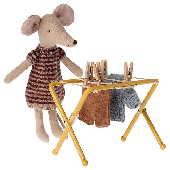 Maileg Maileg drying rack with pegs Ocher