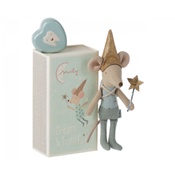 Maileg tooth fairy boy Blue in box with tooth box