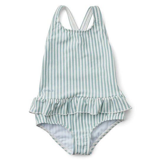 Liewood Liewood Amara swimsuit Seersucker Stripe Sea blue/white