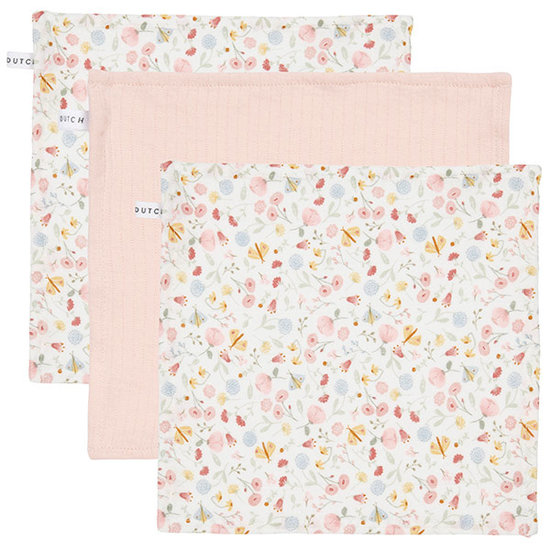 Little Dutch Little Dutch facecloths Flowers & Butterflies/Pure Soft Pink