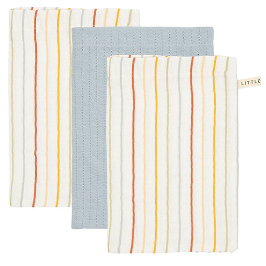 Little Dutch Little Dutch washcloths Vintage Sunny Stripes/Pure Soft Blue