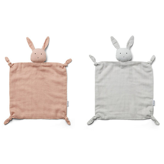 Liewood Liewood Agnete cuddle cloth Rabbit rose/dumbo grey 2pack