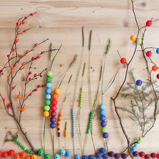 Grimm's Grimm's 96 Large Wooden Beads Rainbow