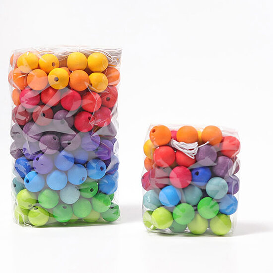 Grimm's Grimm's 120 Small Wooden Beads Rainbow