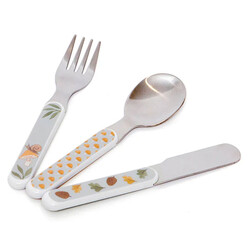 Petit Monkey cutlery animal craddle dove blue