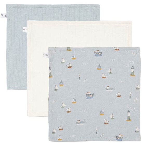 Little Dutch Débarbouillettes Sailors Bay Blue/Pure Soft Blue/Pure Soft White Little Dutch