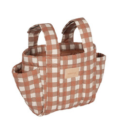 Nobodinoz stroller organizer Terracotta Checks