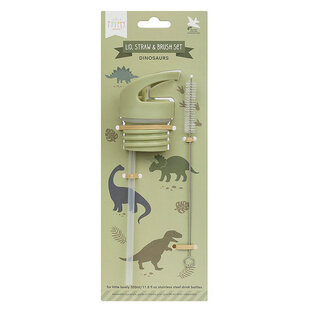 A Little Lovely Company lid straw and brush set Dinosaurs