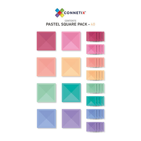 Connetix Tiles Blocs de construction magnétiques Connetix Tiles 40 Piece Pastel Square Pack