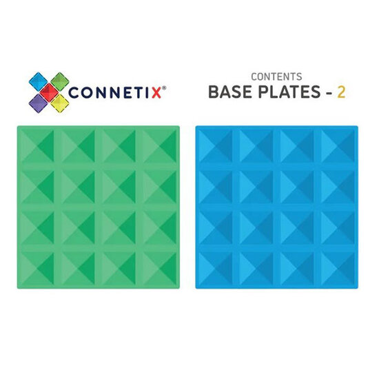 Connetix Tiles Connetix Tiles 2 Piece Base Plate Blue & Green Pack magneetblokken