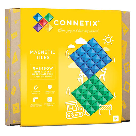 Connetix Tiles Connetix Tiles 2 Piece Base Plate Blue & Green Pack magnetic blocks