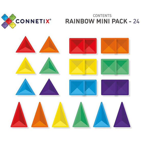 Connetix Tiles Connetix Tiles 24 Piece Rainbow Mini Pack magneetblokken
