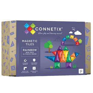 Blocs de construction magnétiques Connetix Tiles 24 Piece Rainbow Mini Pack