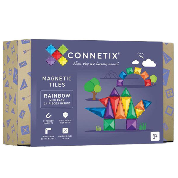 Blocs de construction magnétiques Connetix Tiles 50 Piece Rainbow Transport  Pack