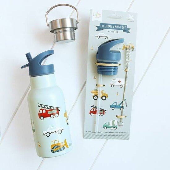 A Little Lovely Company Lid straw and brush set Vehicles