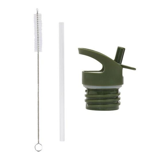 A Little Lovely Company Lid straw and brush set Crocodiles