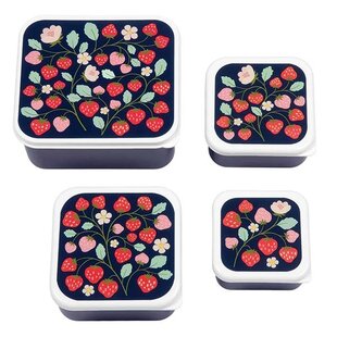 A Little Lovely Company Lunch- und Snackbox Set Erdbeeren