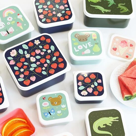 A Little Lovely Company A Little Lovely Company lunch & snack box set Strawberries