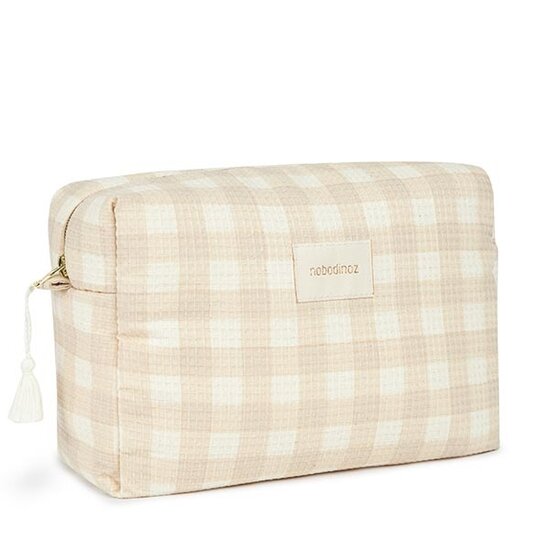 Nobodinoz tipi en accessoires Toiletry bag Diva waterproof Ivory Checks Nobodinoz