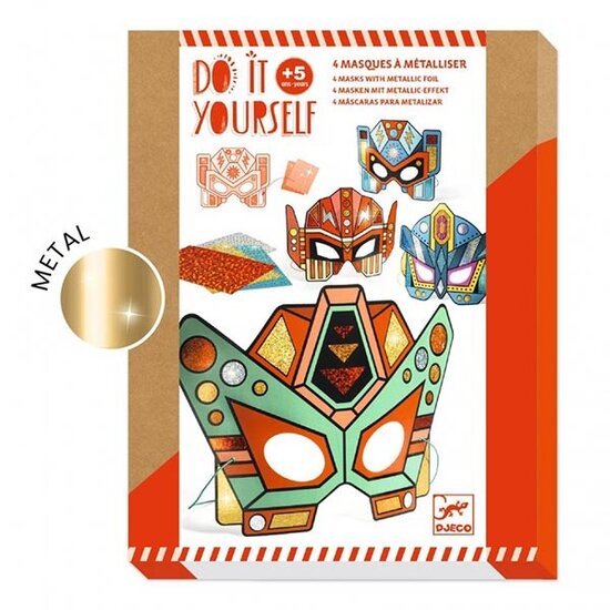 Djeco Djeco 4 masks with metallic foil Super Robots