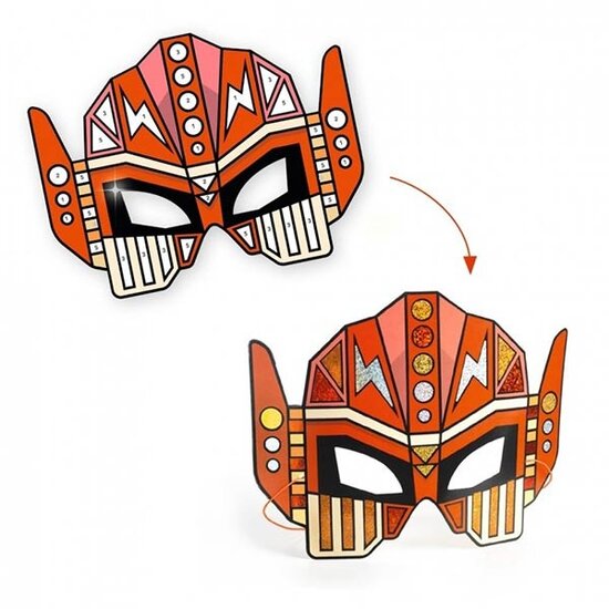 Djeco Djeco 4 masks with metallic foil Super Robots