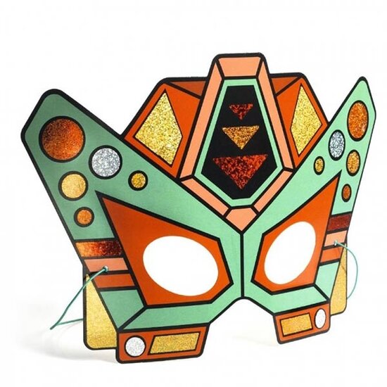 Djeco Djeco 4 masks with metallic foil Super Robots