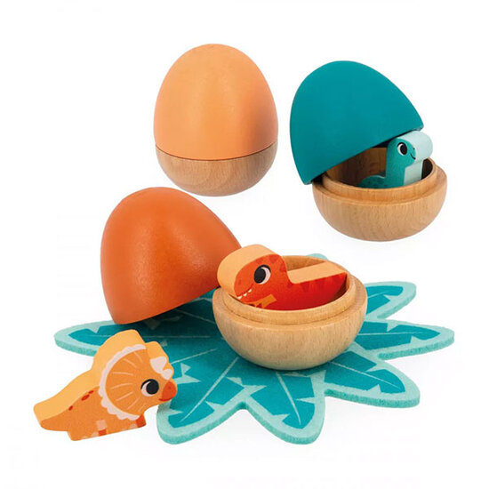 Janod speelgoed Janod sorting game Dino surprise eggs +18M